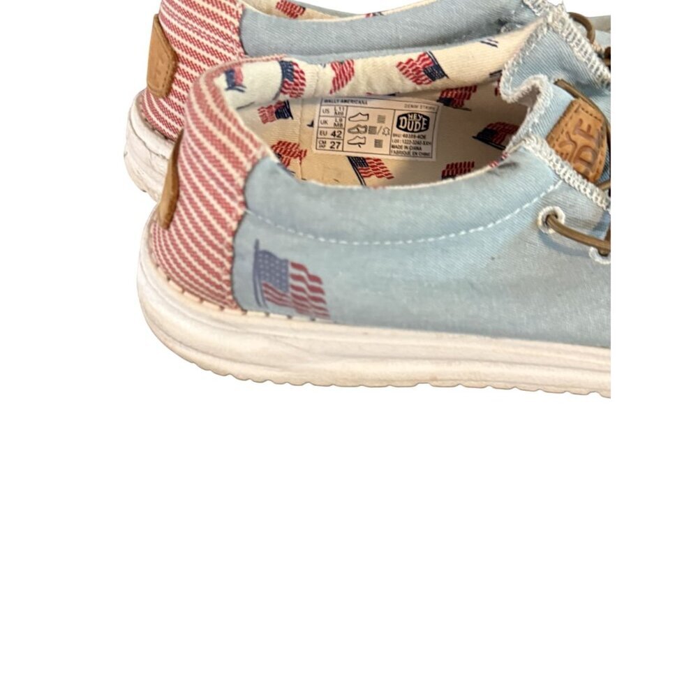 Hey Dude Wally American Denim Stripe women’s Lightweight Slip-On Loafers L11 M9 - Picture 3 of 10